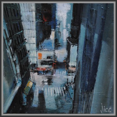 Painting titled "Calle San Fernando" by Jicé, Original Artwork, Oil Mounted on Wood Panel