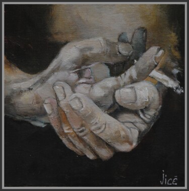 Картина под названием "Pause" - Jicé, Подлинное произведение искусства, Масло Установлен на Деревянная панель