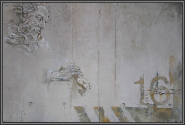 Schilderij getiteld "Drawing on the wall" door Jicé, Origineel Kunstwerk, Olie