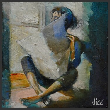 Painting titled "Revue de presse" by Jicé, Original Artwork, Oil Mounted on Other rigid panel