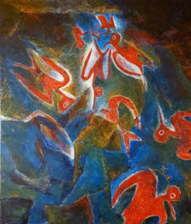 Peinture intitulée "MANUTARA - RAPA NUI" par Jean-Claude Waelput (Jicé), Œuvre d'art originale, Huile