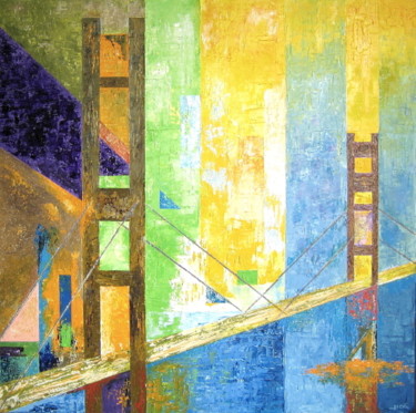 Pittura intitolato "le pont" da Jicé, Opera d'arte originale, Olio