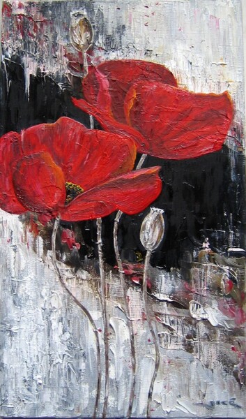 Painting titled "fleurs4" by Jicé, Original Artwork, Oil
