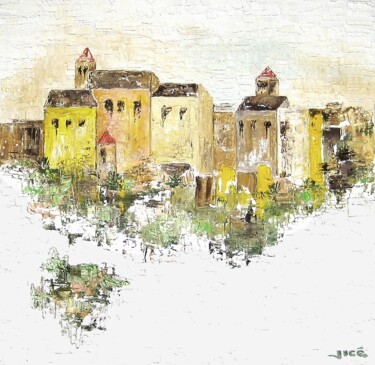 Painting titled "le village" by Jicé, Original Artwork, Oil