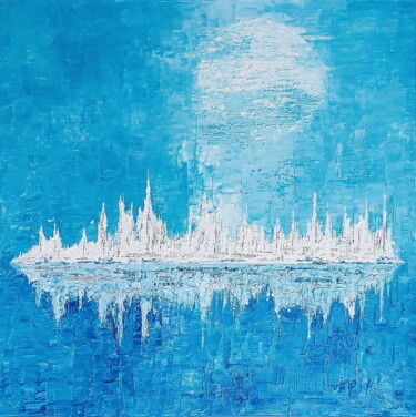 Peinture intitulée "nuit bleue" par Jicé, Œuvre d'art originale, Huile