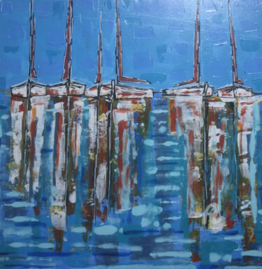 Peinture intitulée "Vieux bateaux de pê…" par Bjc, Œuvre d'art originale, Acrylique