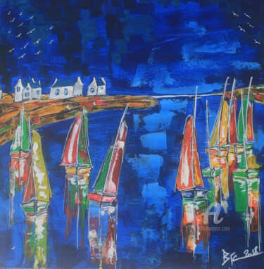 Painting titled "Voiles de Nuit" by Bjc, Original Artwork, Acrylic