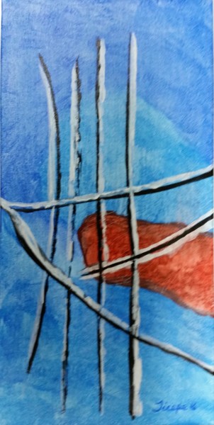 Peinture intitulée "Bambou in blue" par Jicepe, Œuvre d'art originale, Acrylique