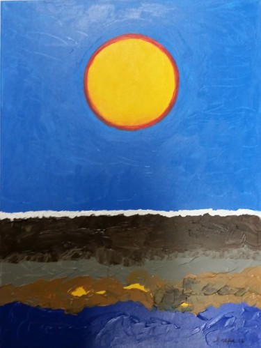Peinture intitulée "sun on the sea" par Jicepe, Œuvre d'art originale, Acrylique