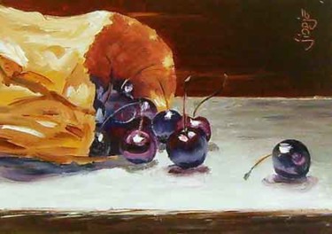 Schilderij getiteld "Bag of cherries" door Jiddje, Origineel Kunstwerk, Olie