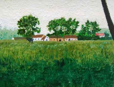 Schilderij getiteld "Farm near Valkenburg" door Jiddje, Origineel Kunstwerk, Olie