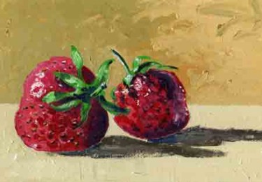 Schilderij getiteld "Strawberries" door Jiddje, Origineel Kunstwerk, Olie