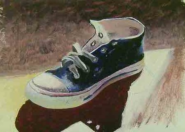 Schilderij getiteld "Used shoe" door Jiddje, Origineel Kunstwerk, Olie