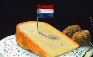 Schilderij getiteld "Dutch cheese" door Jiddje, Origineel Kunstwerk, Olie