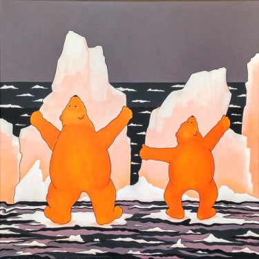 Peinture intitulée "Réchauffement clima…" par Jocelyne Deschamps-Kus, Œuvre d'art originale, Acrylique