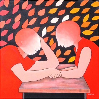Pittura intitolato "Conversation" da Jocelyne Deschamps-Kus, Opera d'arte originale, Acrilico