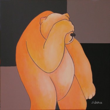 Peinture intitulée "Ours dépressif !" par Jocelyne Deschamps-Kus, Œuvre d'art originale, Acrylique Monté sur Châssis en bois