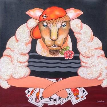 Картина под названием "Mouton tricheur !…" - Jocelyne Deschamps-Kus, Подлинное произведение искусства, Акрил Установлен на Д…
