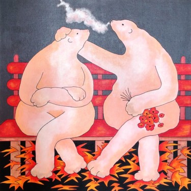 Pintura titulada "Réchauffement clima…" por Jocelyne Deschamps-Kus, Obra de arte original, Acrílico