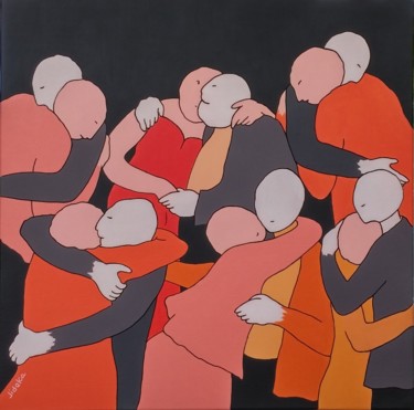 Картина под названием "Dansons le slow" - Jocelyne Deschamps-Kus, Подлинное произведение искусства, Акрил Установлен на Дере…
