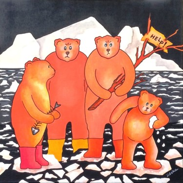 Pittura intitolato "Réchauffement clima…" da Jocelyne Deschamps-Kus, Opera d'arte originale, Acrilico