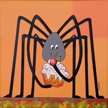 Peinture intitulée "L'Araignée gourmand…" par Jocelyne Deschamps-Kus, Œuvre d'art originale, Acrylique Monté sur Châssis en…