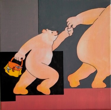 Pintura titulada "Rentrée des classes" por Jocelyne Deschamps-Kus, Obra de arte original, Acrílico Montado en Bastidor de ca…