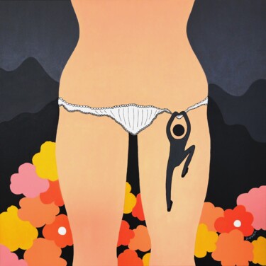 Painting titled "Histoire de femmes" by Jocelyne Deschamps-Kus, Original Artwork, Acrylic Mounted on Wood Stretcher frame
