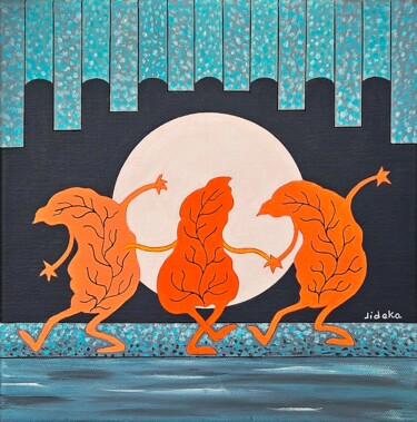 Peinture intitulée "Trois pas de danse" par Jocelyne Deschamps-Kus, Œuvre d'art originale, Acrylique Monté sur Châssis en bo…