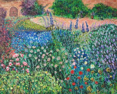 Painting titled "The Blooming Corner" by Jie Song, Original Artwork, Oil