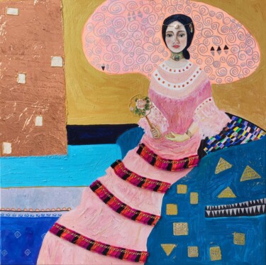 Картина под названием "Princess of Peonies" - Jie Song, Подлинное произведение искусства, Масло