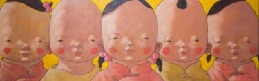 Painting titled "Children3" by Jie Xu, Original Artwork, Oil