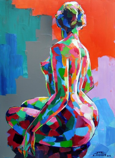 Painting titled "Femme-nue" by Jie Zh, Original Artwork, Acrylic