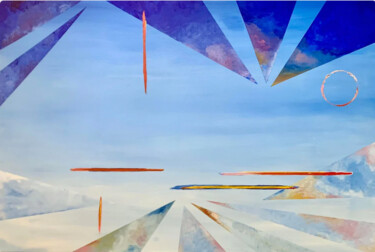 Malarstwo zatytułowany „Sans titre - ciel” autorstwa Jiel, Oryginalna praca, Akryl Zamontowany na Drewniana rama noszy