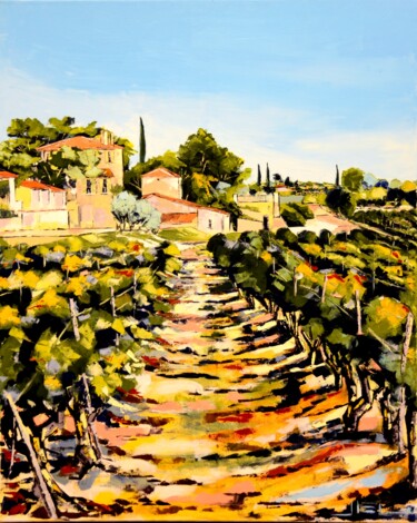 Painting titled "WALK AT CHATEAU DES…" by Jiel, Original Artwork, Oil