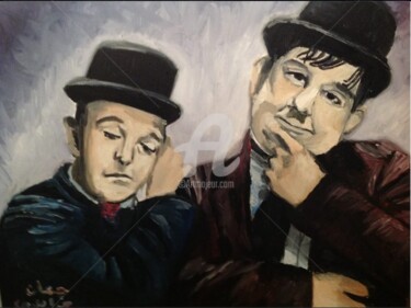 Painting titled "Laurel et Hardy" by Hélène Jr, Original Artwork, Oil