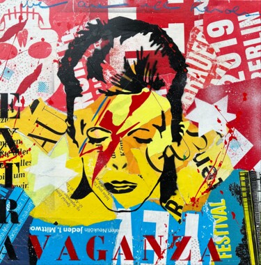 Painting titled "EXTRAVAGANZA" by Jilda, Original Artwork, Stencil Mounted on Wood Stretcher frame