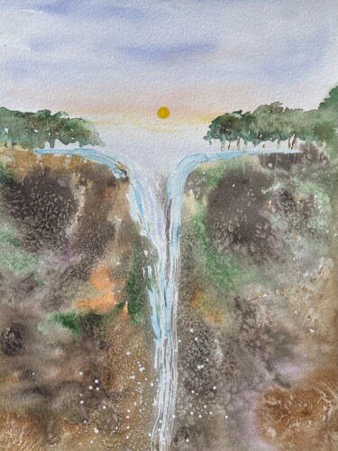 Painting titled "Cascade" by Jill Correale Jill Simpson, Original Artwork, Watercolor