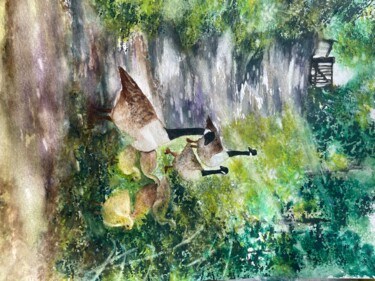 Painting titled "The Crooked Gate" by Jill Correale Jill Simpson, Original Artwork, Watercolor