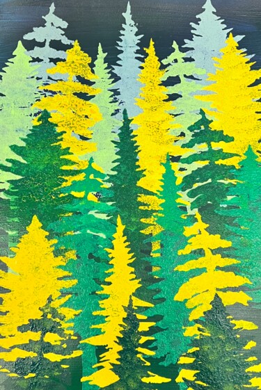 Ζωγραφική με τίτλο "Tree Tops" από Jill Correale Jill Simpson, Αυθεντικά έργα τέχνης, Ακρυλικό