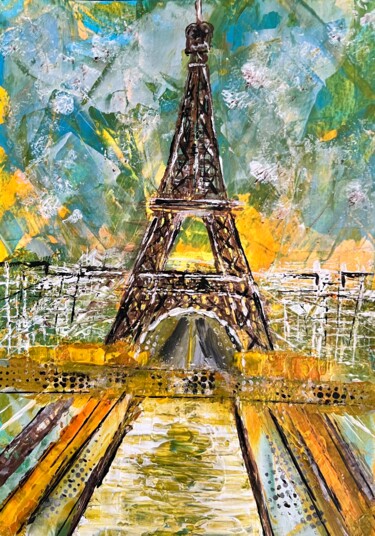 Pintura intitulada "Eiffel Tower" por Jill Correale Jill Simpson, Obras de arte originais, Acrílico