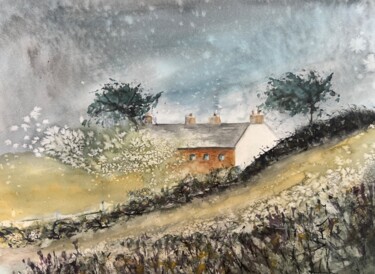 Painting titled "Dell Cottage" by Jill Correale Jill Simpson, Original Artwork, Watercolor