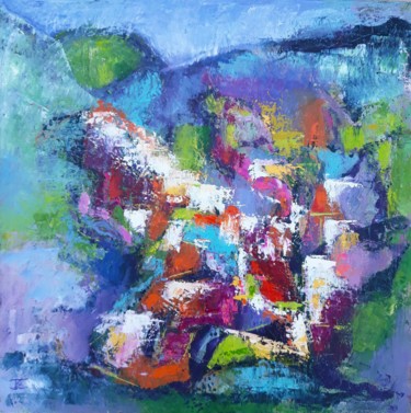 Painting titled "Pueblo Blanco, Tota…" by Jill Carrott, Original Artwork, Oil