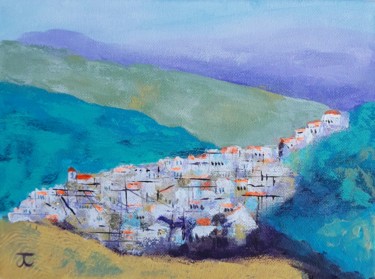 Painting titled "Pueblo Blanco, Mach…" by Jill Carrott, Original Artwork, Acrylic