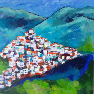 Schilderij getiteld "Pueblo Blanco, Bena…" door Jill Carrott, Origineel Kunstwerk, Acryl
