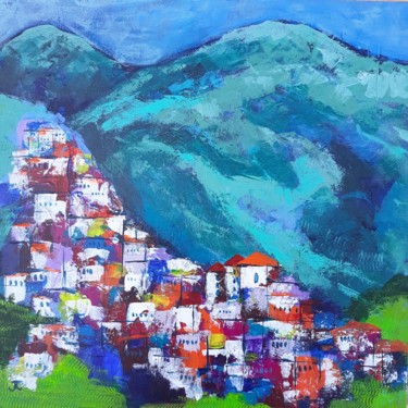 Картина под названием "Pueblo Blanco,Moncl…" - Jill Carrott, Подлинное произведение искусства, Акрил