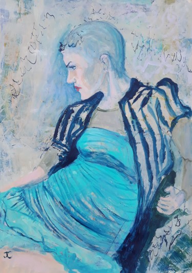 Peinture intitulée "Girl with Attitude" par Jill Carrott, Œuvre d'art originale, Acrylique