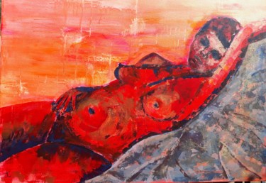 Painting titled "Carmen Crimson" by Jill Carrott, Original Artwork, Acrylic
