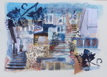 Collages getiteld "Scenes of Frigilian…" door Jill Carrott, Origineel Kunstwerk, Collages Gemonteerd op Andere stijve panelen