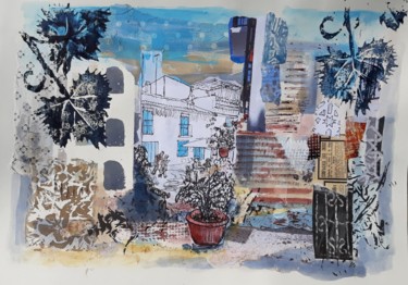 Collages intitulée "Scenes of Frigilian…" par Jill Carrott, Œuvre d'art originale, Encre